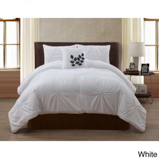 Victoria Classics London Pinched Pleat 4 piece Comforter Set White Size King