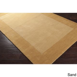 Surya Carpet, Inc Hand Loomed Odele Solid Bordered Tone on tone Wool Area Rug (8 X 11) Beige Size 8 x 11