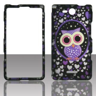 Purple Owl 2D Rubberized Design for LG Lucid 4G LTE VS840 Cell Phone Snap On Hard Protective Case Cover Skin Faceplates Protector Cell Phones & Accessories