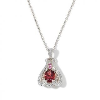 Victoria Wieck 1.51ct Oval Rose Garnet and Multigemstone 14K Pendant with 18" C