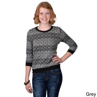 Journee Collection Journee Collection Womens Three quarter Sleeve Round Neck Sweater Top Grey Size S (1  3)