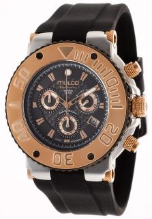 Mulco MW370601023  Watches,Blue Marine Chronograph Black Dial Black Silicone, Chronograph Mulco Quartz Watches