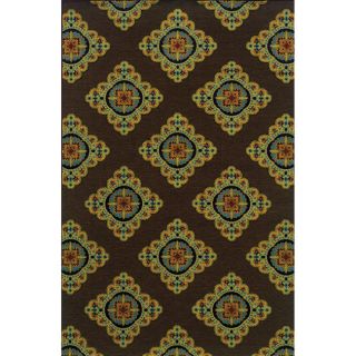 Indoor/ Outdoor Brown/ Multi Floral pattern Area Rug (53 X 76)