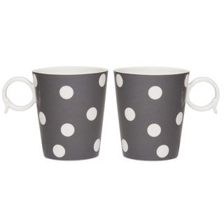 Freshness Grey With White Dots 12 ounce Mugs (set Of 2)