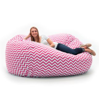 Comfort Research Fufsack Memory Foam Chevron Pink 7 foot Xxl Bean Bag Lounge Chair Pink Size Extra Large