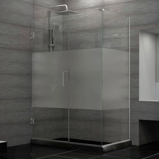 Dreamline Unidoor Plus 30.375   34.375 In. D X 38 In. W Frameless Hinged Shower Enclosure, Half Frosted Glass