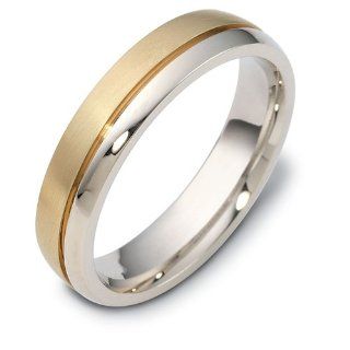 14K Two Tone Gold, Sculptured 5MM Wedding Band (sz 4 14) Gembrooke Jewelry
