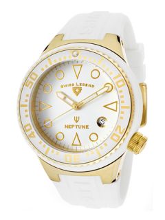 Unisex Neptune Gold & White Silicone Watch by Swiss Legend Watches