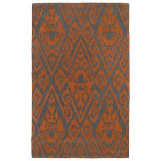Hand tufted Runway Ikat Orange/ Charcoal Wool Rug (5 X 79)