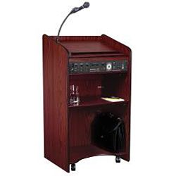 Aristocrat Floor Lectern with Speakers Amplifier and Wireless Mic Oklahoma Sound Corporation Gavels & Lecterns