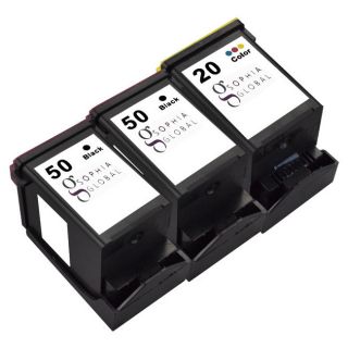 Sophia Global Remanufactured Ink Cartridge For Lexmark 50 And Lexmark 20 (2 Black, 1 Color)
