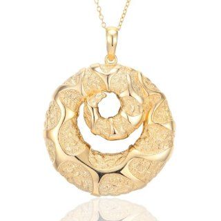 18k Gold Over Sterling Silver Melted Motif Circle Pendant Jewelry