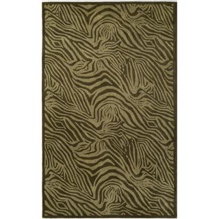 Hand crafted Urban Olive Camouflage Wool Area Rug (5 X 8)