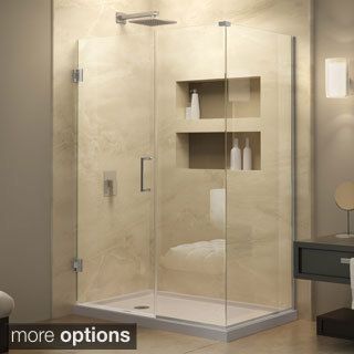 Dreamline Unidoor Plus 30.375   34.375 In. D X 37.5 In. W Frameless Hinged Shower Enclosure, Clear Glass