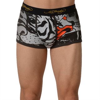 Ed Hardy Mens Fierce Tiger Collage Black Trunk Underwear