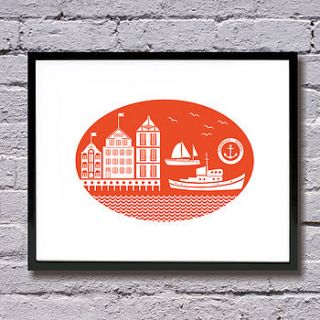 'harbour town' ltd edition silkscreen print by mengsel