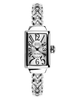 Womens Stainless Steel Rectangular Watch by GlamRock