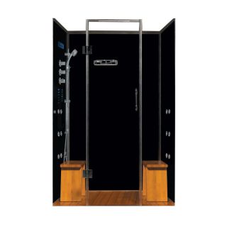 Northeastern Bath Royal Care 86 in H x 33 in W x 61 in L Black Tempered Glass Wall Stone Composite Floor Alcove Shower Kit