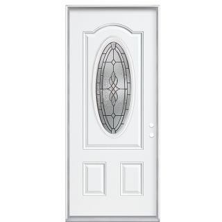 ReliaBilt Oval Lite Prehung Inswing Steel Entry Door (Common 80 in; Actual 37.5 in x 81.5 in)