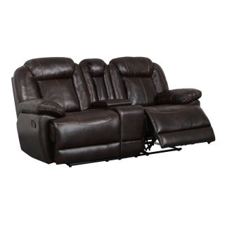 Double reclining Brown Console Loveseat