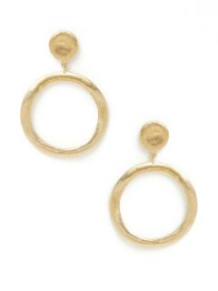 Gold Circle Drop Earrings by Rivka Friedman