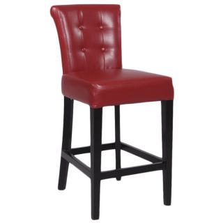 Red Leather 30 inch Stationary Solid Birch Bar Stool