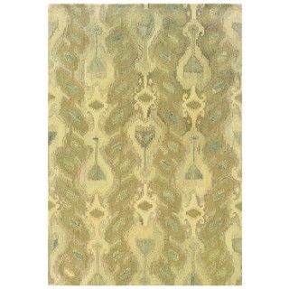 Abstract Ikat Hand made Ivory/ Beige Rug (5 X 8)