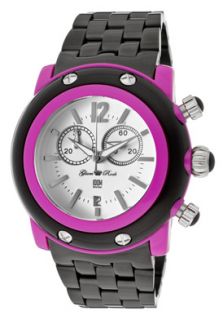 Glam Rock GD1115  Watches,Womens G Rock Chrono White Dial Fuschia/Black Case Black IP SS, Chronograph Glam Rock Quartz Watches