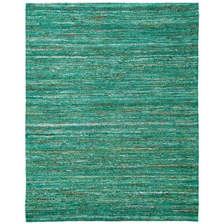 Ema Emerald Green Sari Flatweave Rug (5x8)