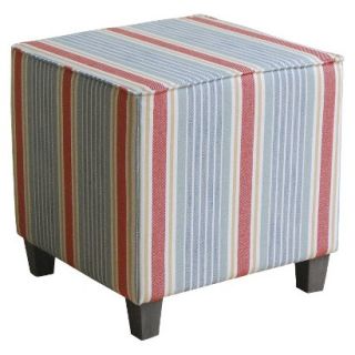 Ottoman Threshold Ottoman   Coral Stripe