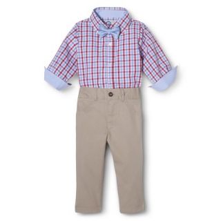 G Cutee Newborn Boys 3 Piece Shirtzie, Pant and Bow Tie   Red Hot 12 M