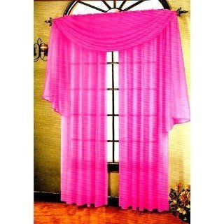 HLC.ME Voile Sheer Curtain Hot Pink 216 in. Scarf   Window Treatment Scarves