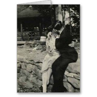 Kissing on the stone wall card