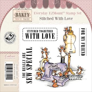 Makey Bakey EZmount Everyday Cling Stamp Set 4.75 X4.75   Stitched W/love