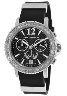 Ted Lapidus A0531GNINSM  Watches,Womens Chronograph Silver Tone Steel Case Black Rubber, Casual Ted Lapidus Quartz Watches