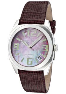 Lucien Piccard 2A 352  Watches,Womens Monaco Pink Mother Of Pearl Dial Burgundy Genuine Leather, Luxury Lucien Piccard Automatic Watches