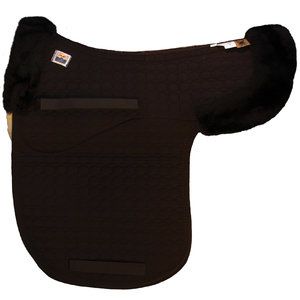 Mattes Gold Wool Contour Pad With Bare Flaps And Rear Trim   Dressage White Medium