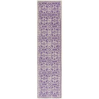 Safavieh Handmade Moroccan Cambridge Purple/ Ivory Wool Rug (26 X 14)
