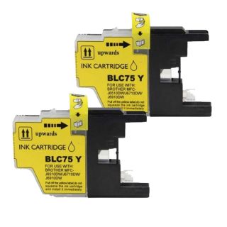 Brother Lc75 Yellow Compatible Ink Cartridge (remanufactured) (pack Of 2)