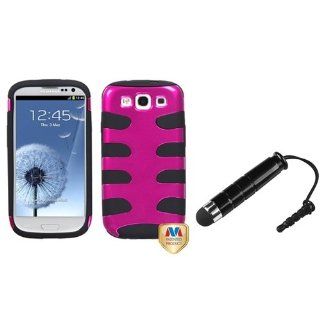eForCity Metallic Hot Pink/Black Fishbone Phone Protector Cover + Black Mini Stylus Compatible With Samsung?Galaxy S III (i747/L710/T999/i535/R530/i9300) Cell Phones & Accessories