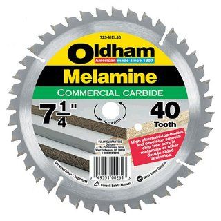 OLDHAM 725MEL40 Commercial 7 1/4 Inch 40 Tooth Hi ATB Melamine Cutting Saw Blade with 5/8 Inch and Diamond Knockout Arbor   Circular Saw Blades  