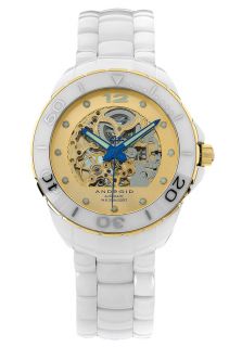 Android AD482AWG  Watches,Ceramic Skeleton Automatic Goldtone/White, Casual Android Automatic Watches