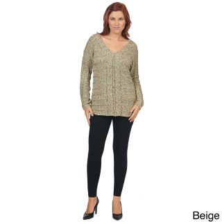 Bacci Womens V neck Knit Sweater Beige Size M (8  10)