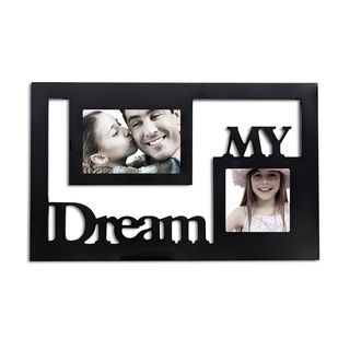 Adeco 2 opening Black Wooden Wall Hanging Collage Photo Picture Frame Black Size Other