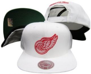 Detroit Red Wings Solid White Snapback Adjustable Plastic Snap Hat / Cap Clothing