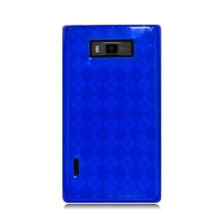  LG Splendor/US730 SKIN TPU TRANSPARENT,CHECKER BLUE #502 Cell Phones & Accessories