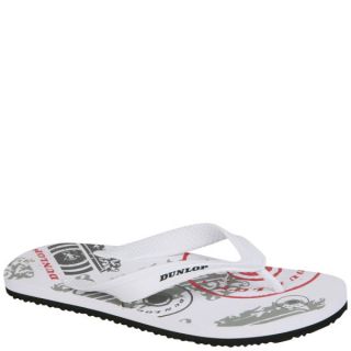 Dunlop Mens Graphic Flip Flops   White/Grey/Red      Clothing