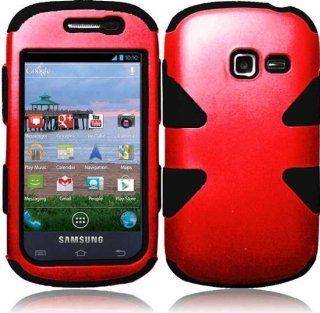 Samsung Galaxy Discover S730G ( Straight Talk , Net10 , Tracfone , Cricket ) Phone Case Accessory RedBlack Dual Protection D Dynamic Tuff Extra Stong Cover with Free Gift Aplus Pouch Cell Phones & Accessories