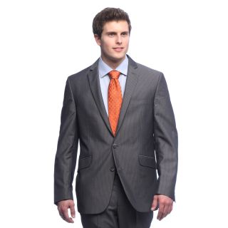 Kenneth Cole Reaction Mens Slim Fit Grey Bankers Striped Suit Separate Coat