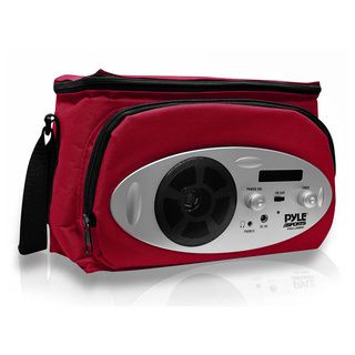 Pylesports Red Cooler Bag With Built In Am/fm Radio, Headphone Output And Aux In For  Players